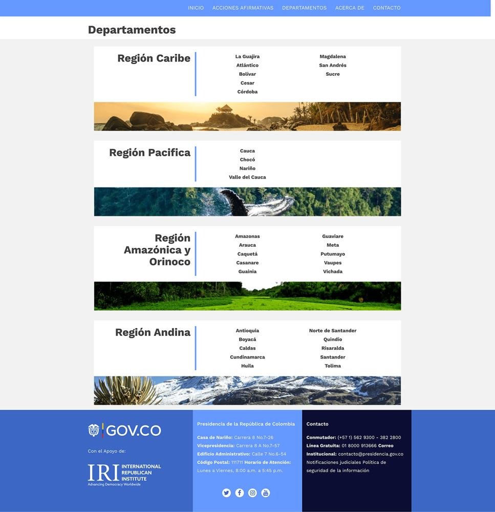 Departments by region page