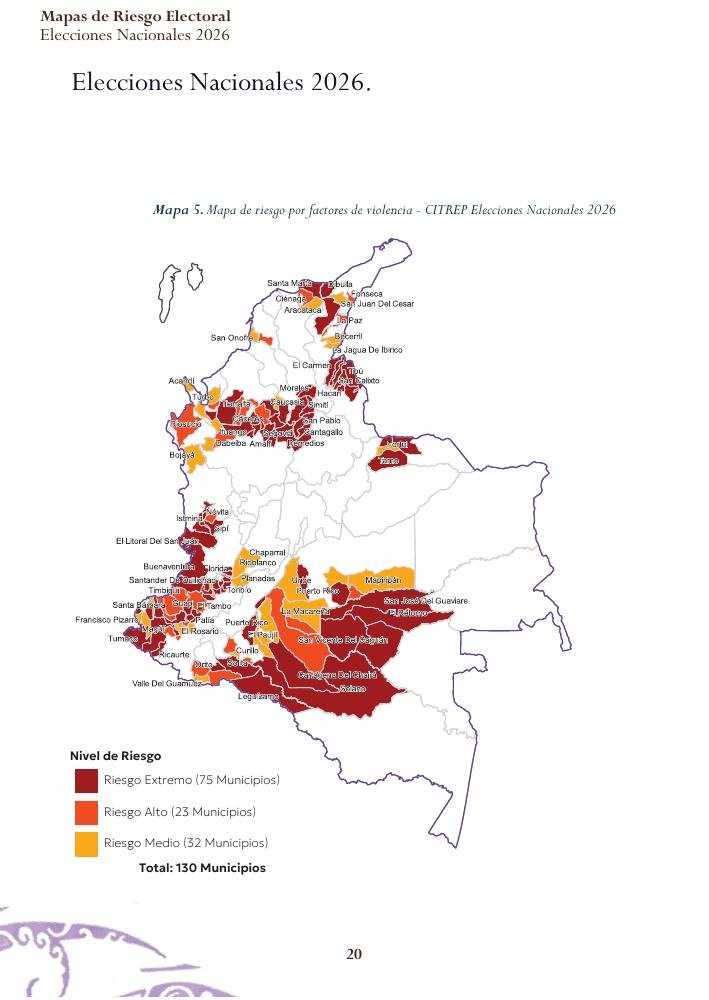 Risk map by conflict intensity